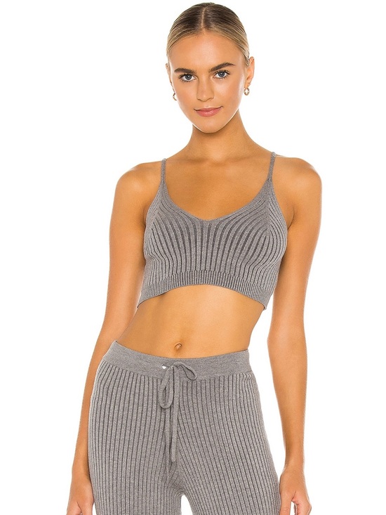 Lovers + Friends Tops - Lovers + Friends Inca Gray Ribbed Knit Bralette